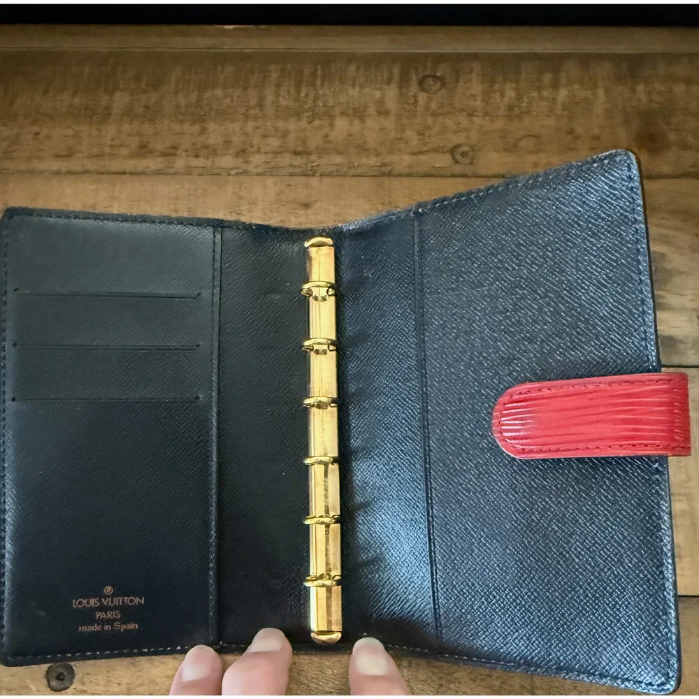 Louis Vuitton Small Red Epi Leather Ring-Bound Planner Agenda Cover Gold Rings